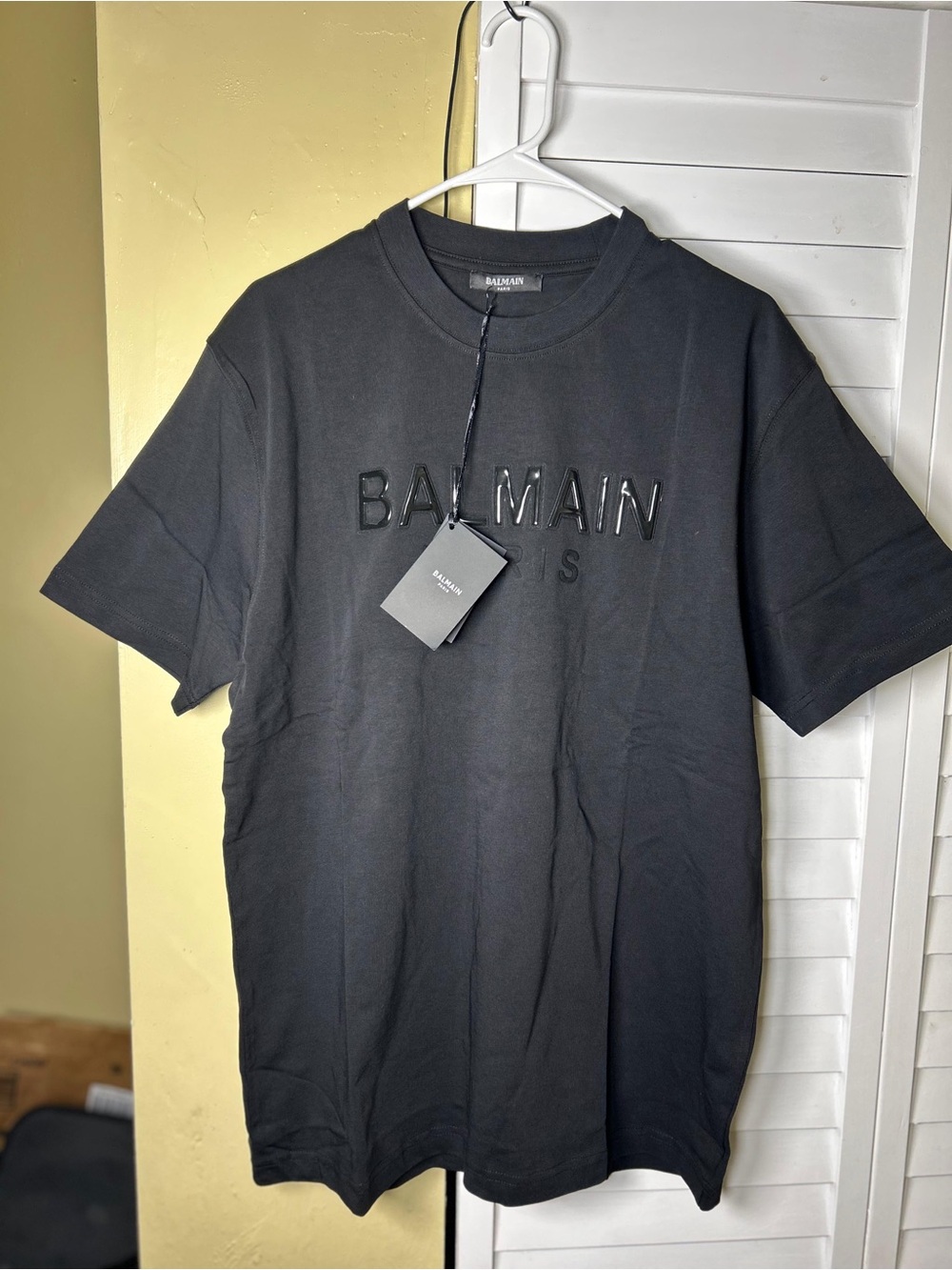 Balmain Black Embossed Logo Short Sleeve Tee